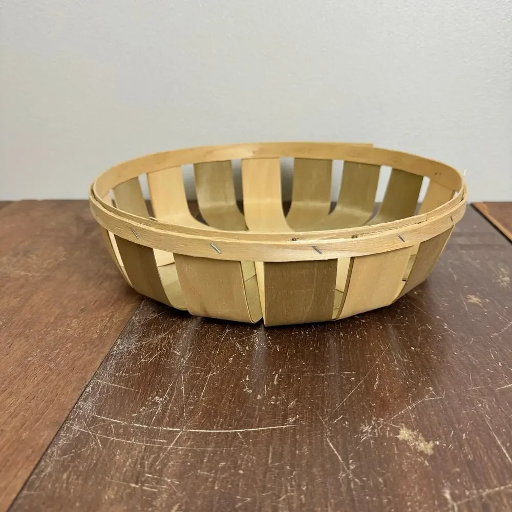 Round Shallow Harvest Basket Vintage Retro‎ Farmhouse Wall Decor